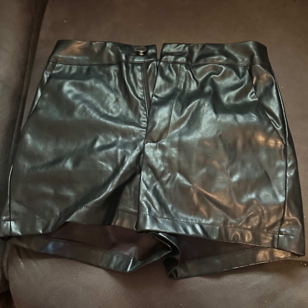 Black Faux Leather Men’s Shorts
